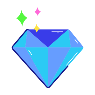 a diamond icon with the colors of blue and green