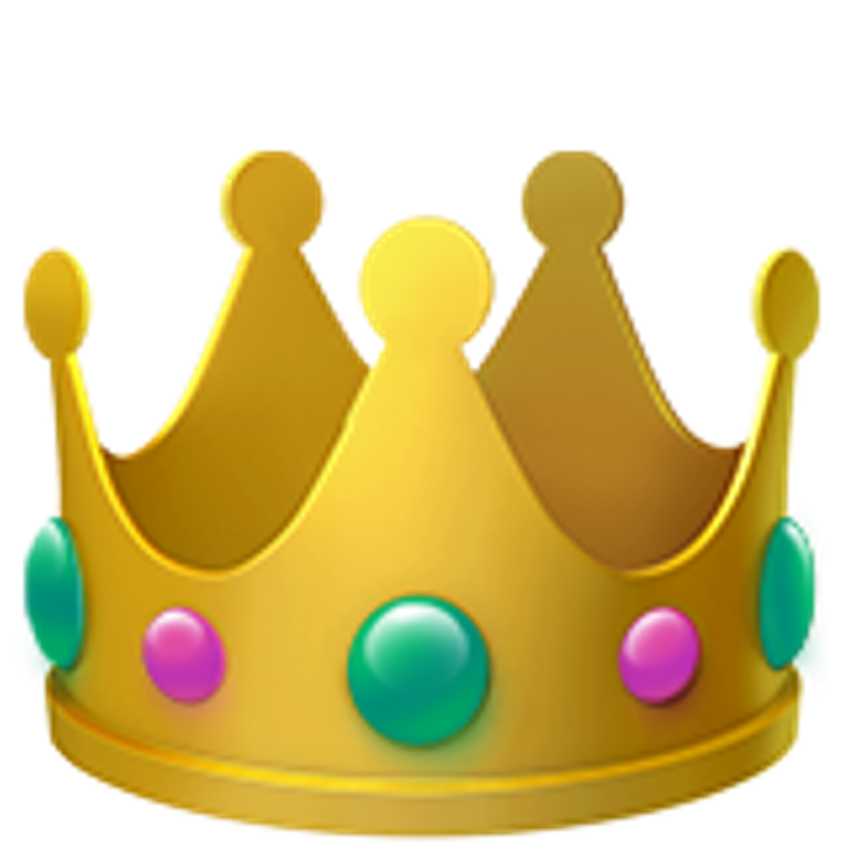 a gold crown with colorful balls on it