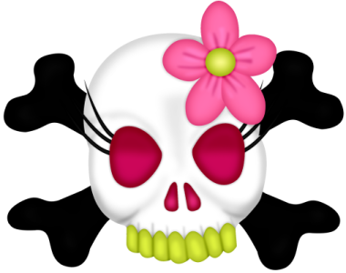 a skull with a flower in its mouth