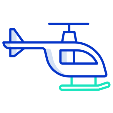 a helicopter icon on a white background