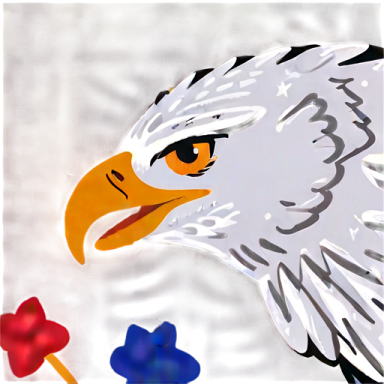 a painting of an eagle with flowers in the background