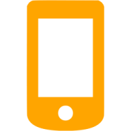 an orange phone with a white screen