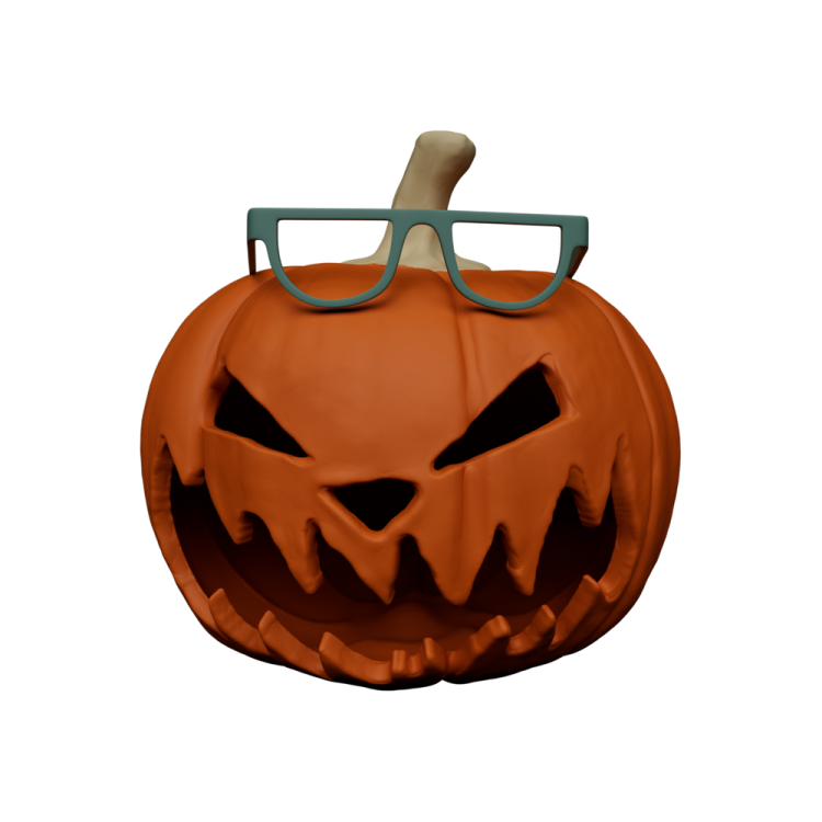 an orange pumpkin with a pair of glasses