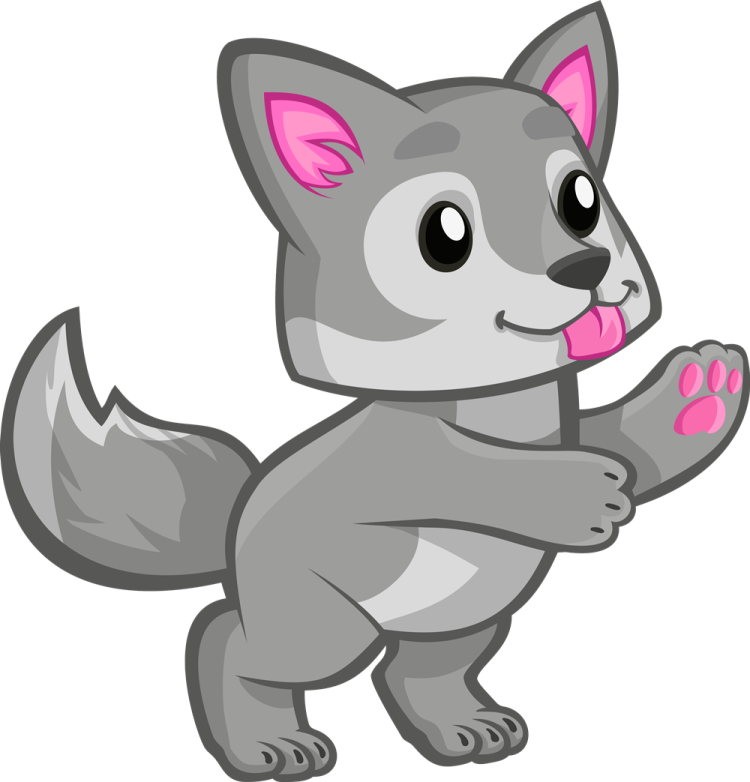 a gray cat with pink ears and paws