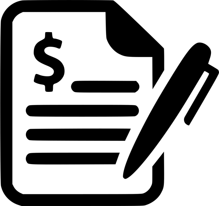 a document with a pen and a dollar sign
