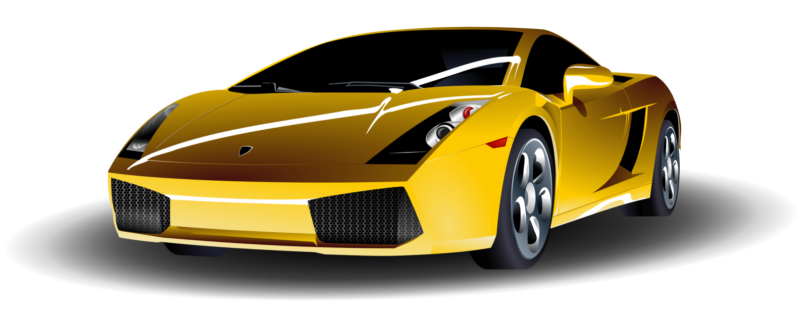a yellow sports car on a white background