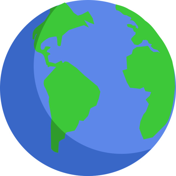 a blue and green globe on a white background