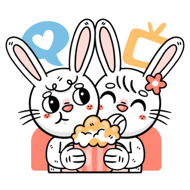 two cute rabbits holding a heart