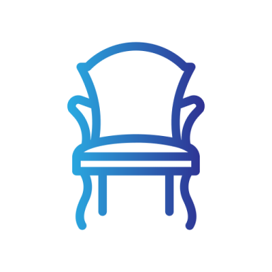 a blue chair on a white background