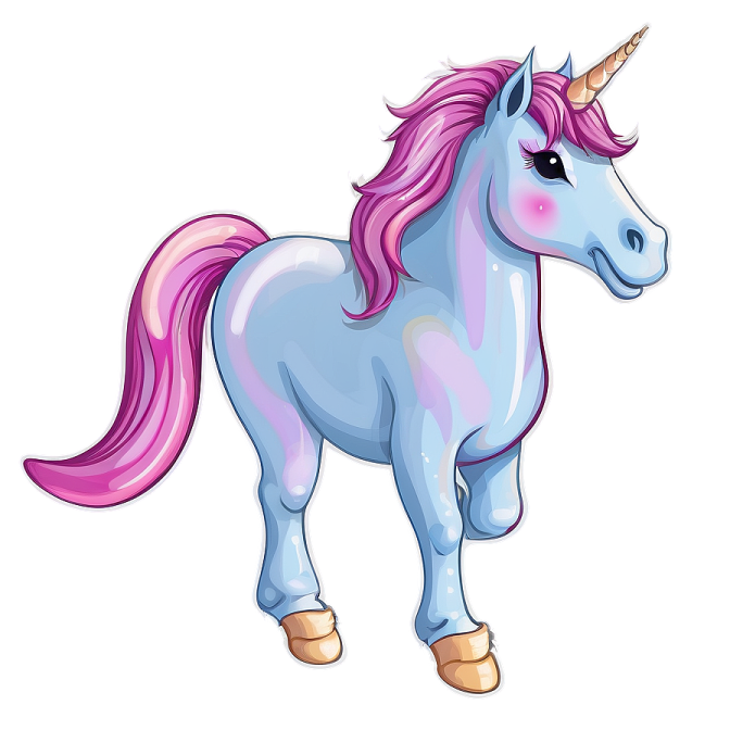 a cartoon unicorn standing on its hinds