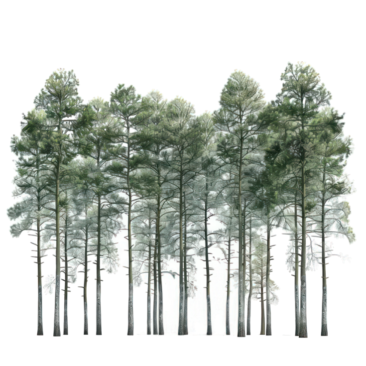 a group of trees on a white background