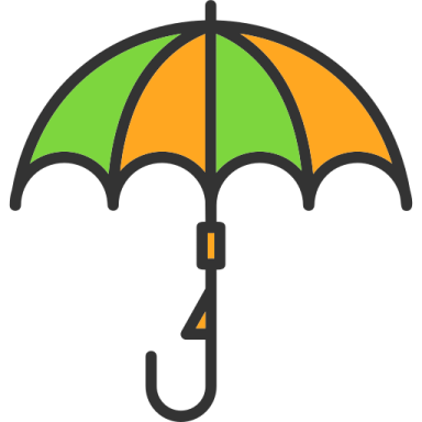 a green and orange umbrella