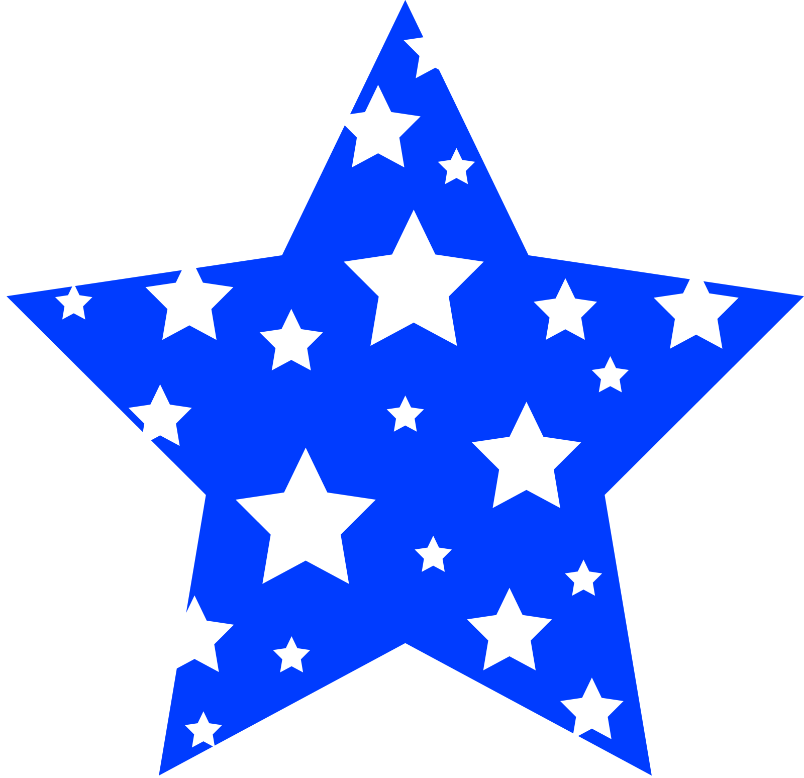 a blue star with white stars on it