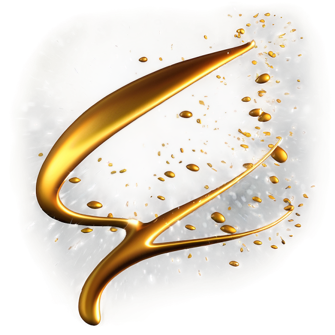 a gold liquid splash on a white background
