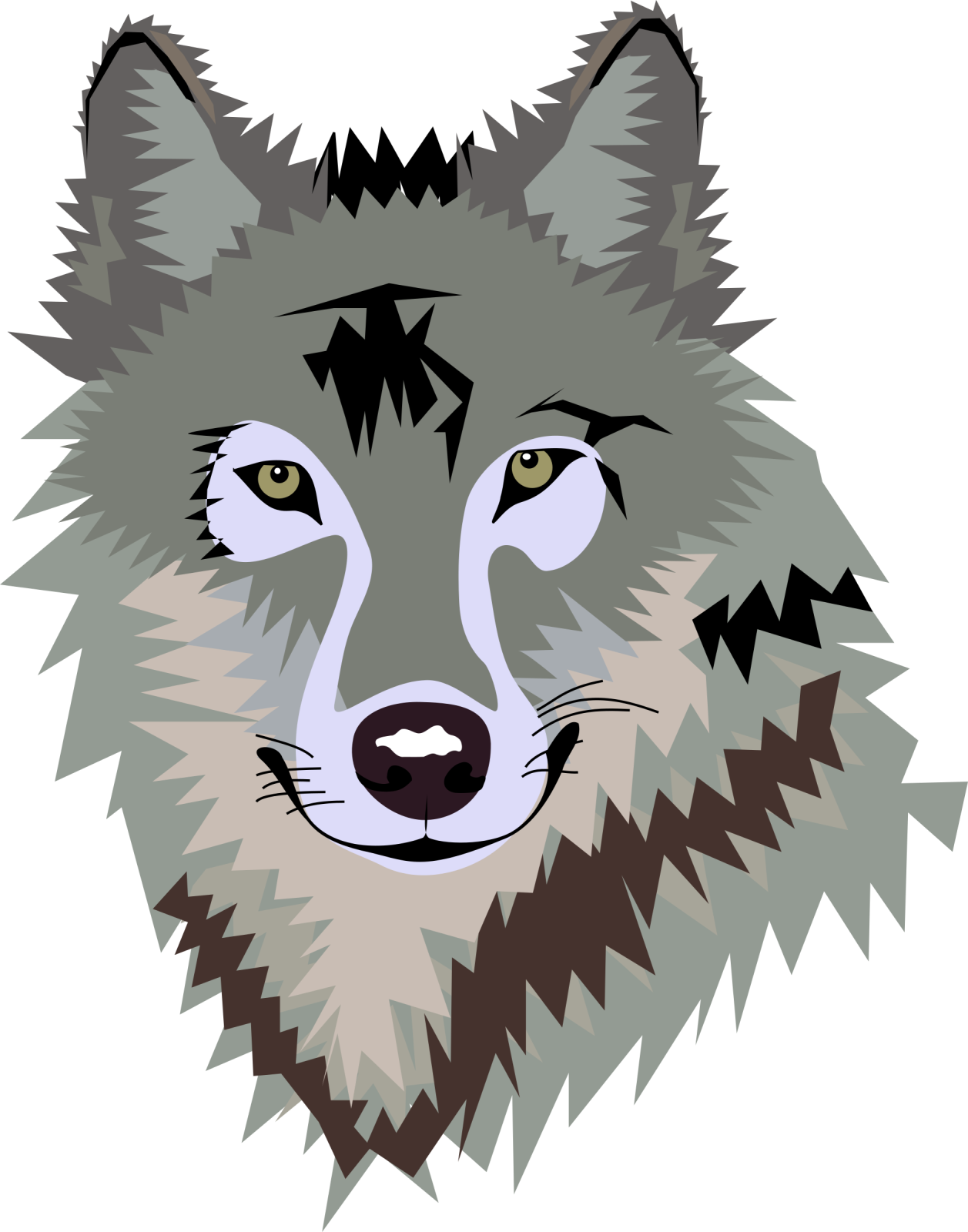 a drawing of a wolf's face
