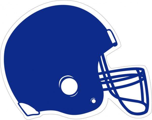 a blue football helmet on a white background