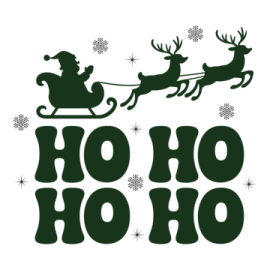 a silhouette of santa and reindeers with the words ho hoo