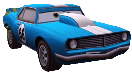 a blue car with a white stripe on it