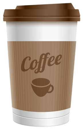 a coffee cup with the word coffee on it