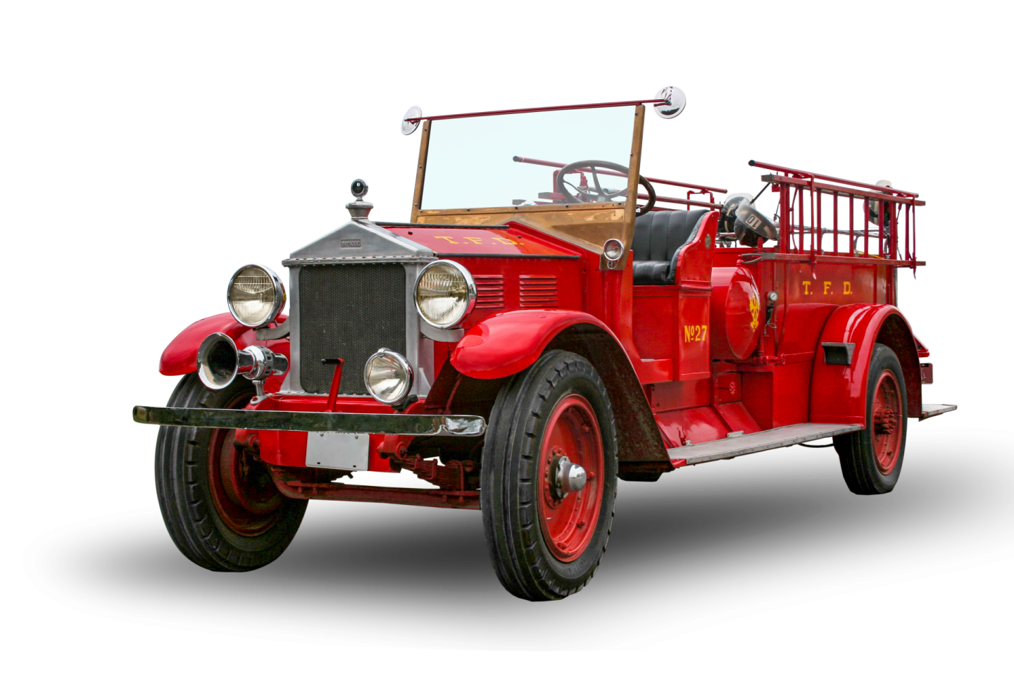 a red fire truck on a white background