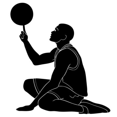 a silhouette of a man with a basketball ball