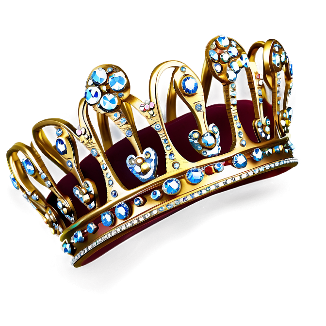 a gold crown with blue and white jewels