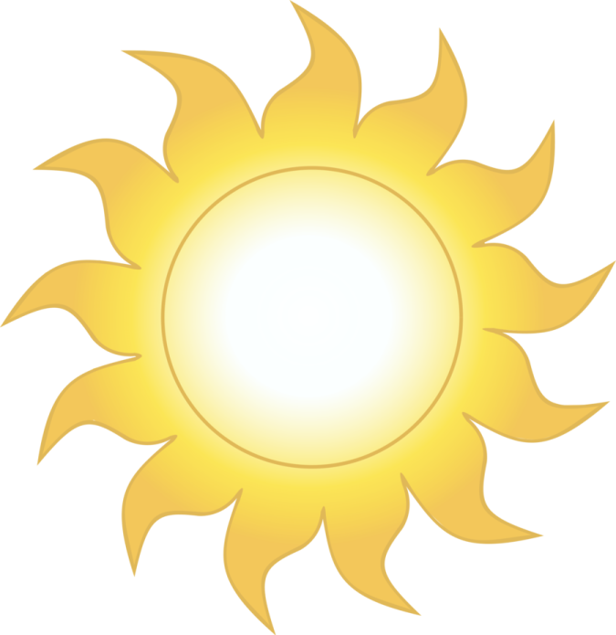 a yellow sun on a white background