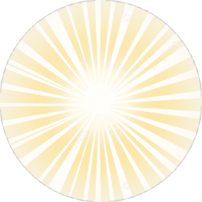 a yellow and white circle with rays