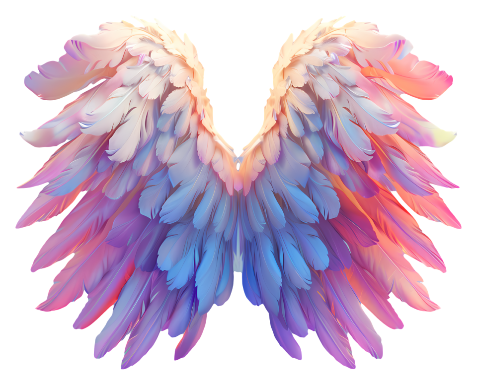 a pair of colorful wings