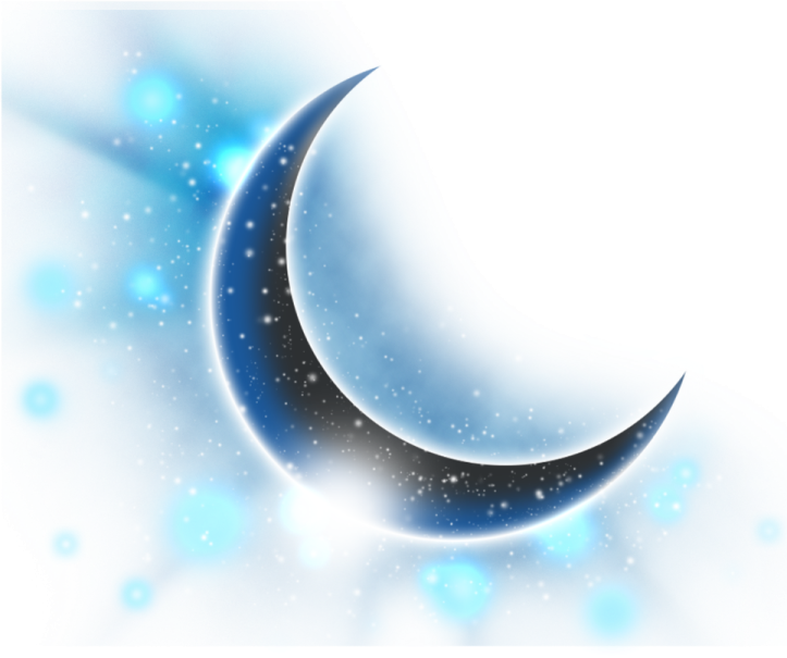 a crescent with stars in the background