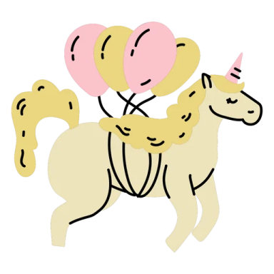 a horse with balloons on its back