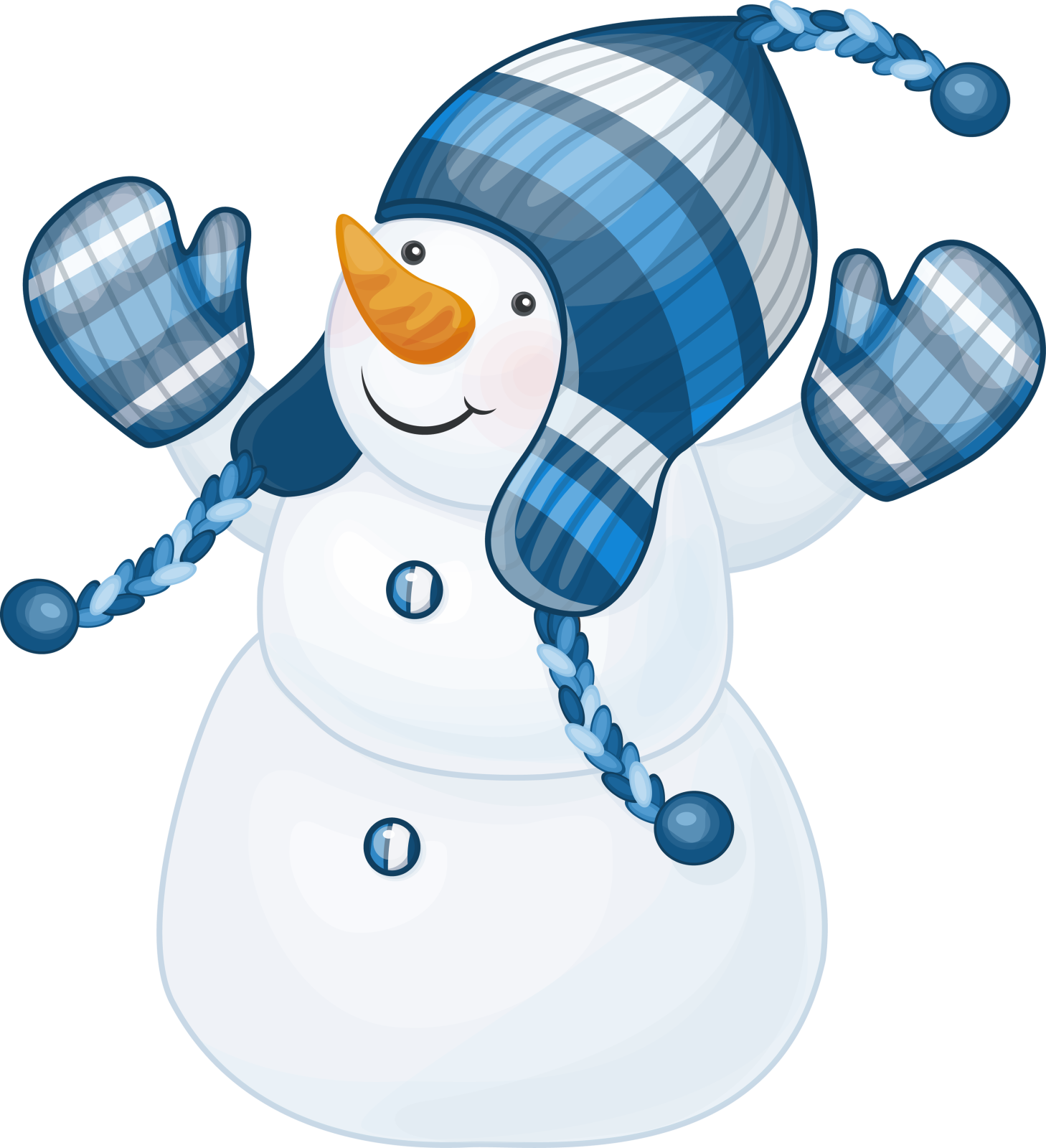 a snowman wearing a hat and mits