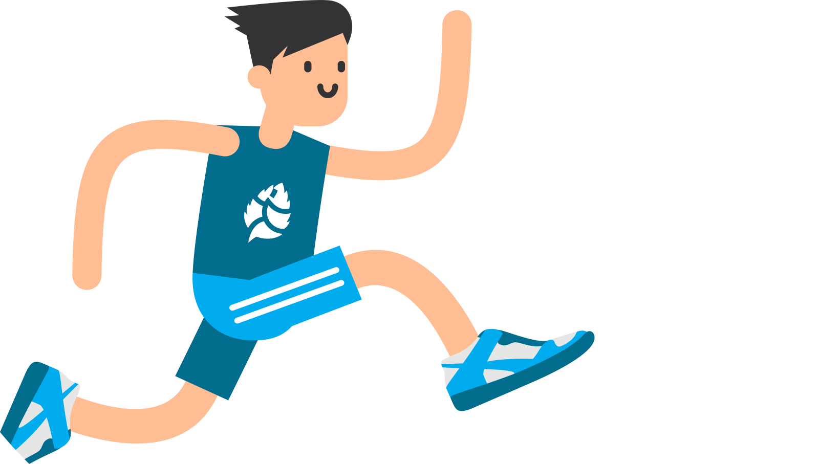 a man in a blue shirt and shorts running