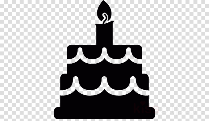 a black and white birthday cake icon