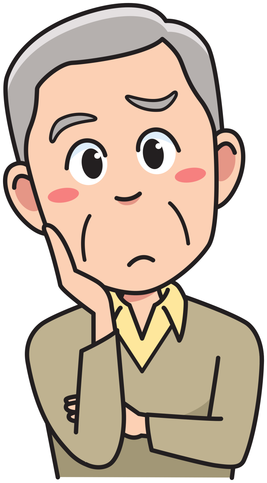 an older man with grey hair and a yellow shirt