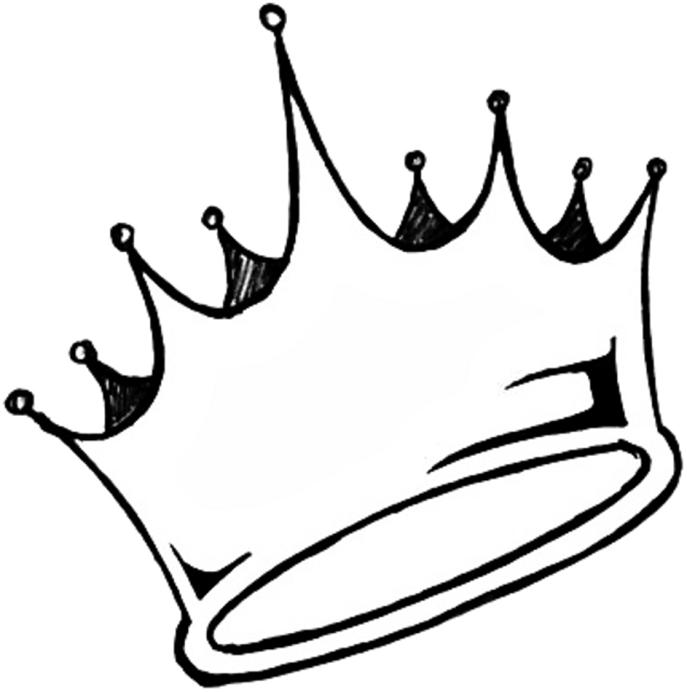 a black and white drawing of a crown