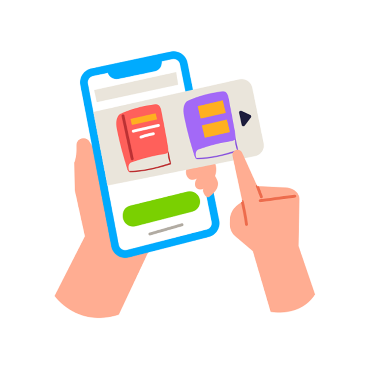 a hand holding a phone with an app on it