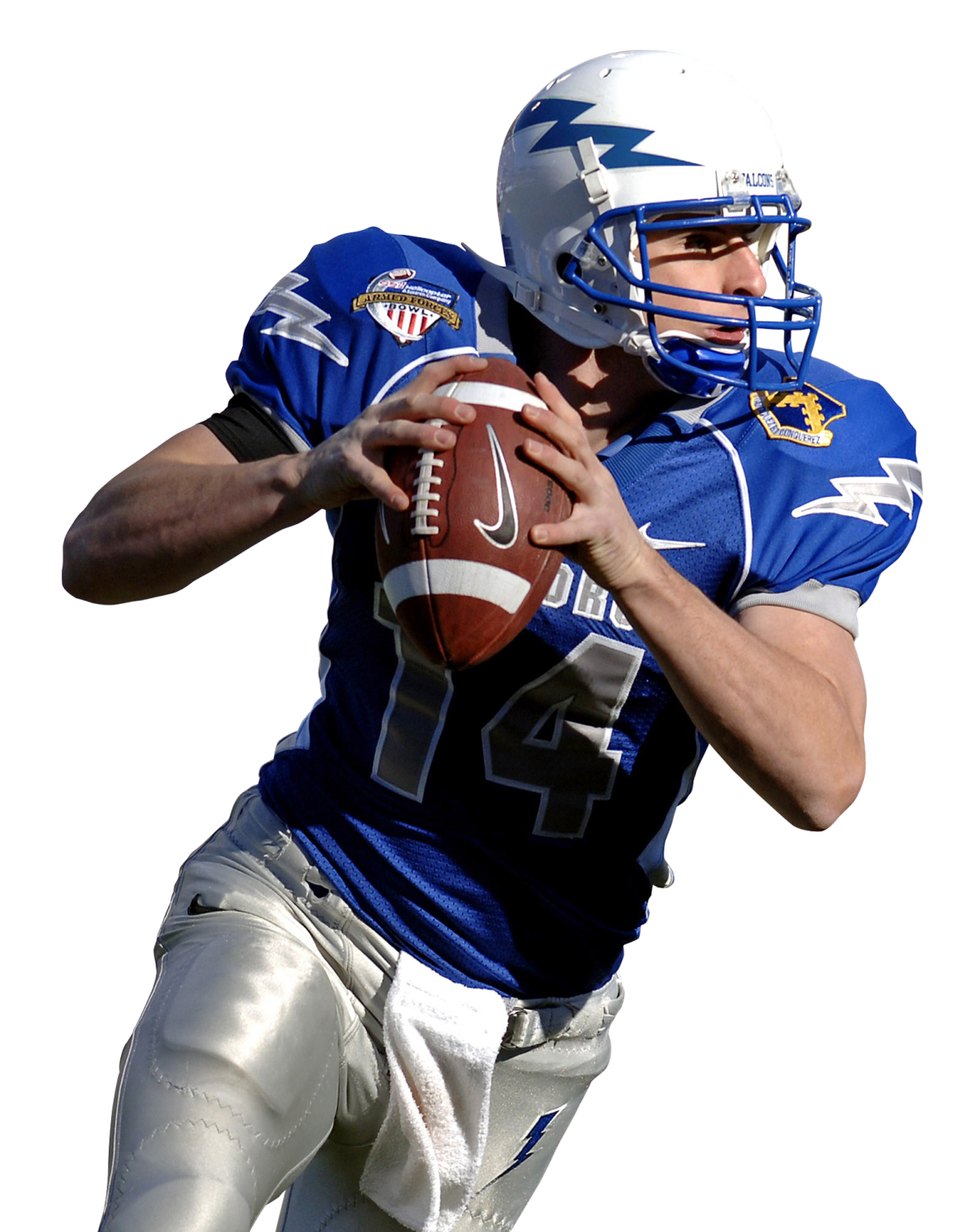 a football player is about to throw the ball