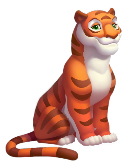 a cartoon tiger sitting on the ground