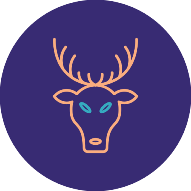 a deer's head in a circle