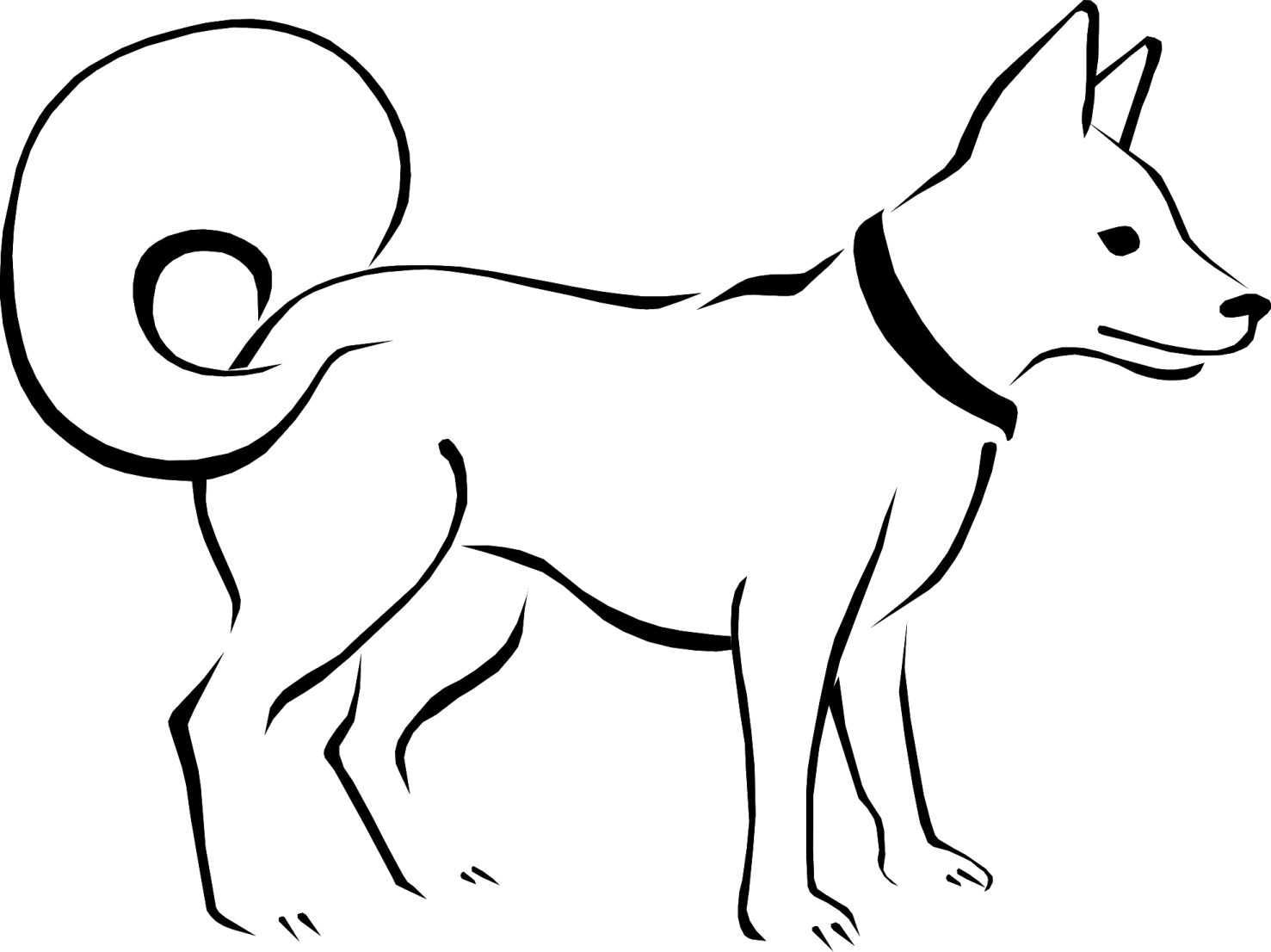 a black and white drawing of a dog