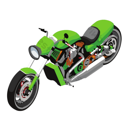a green motorcycle on a white background