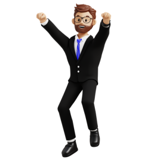 a man in a suit and tie with his arms up