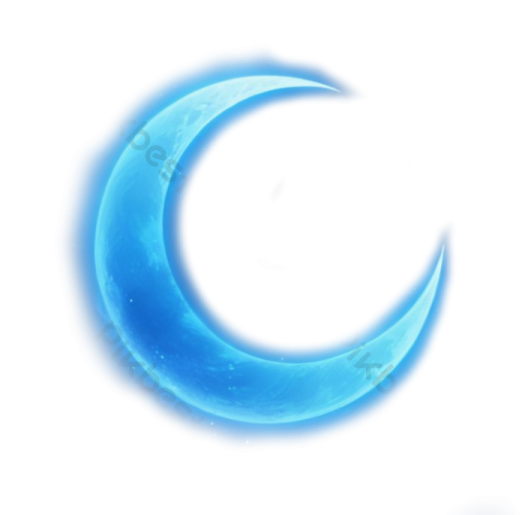 a blue crescent with the moon in the middle