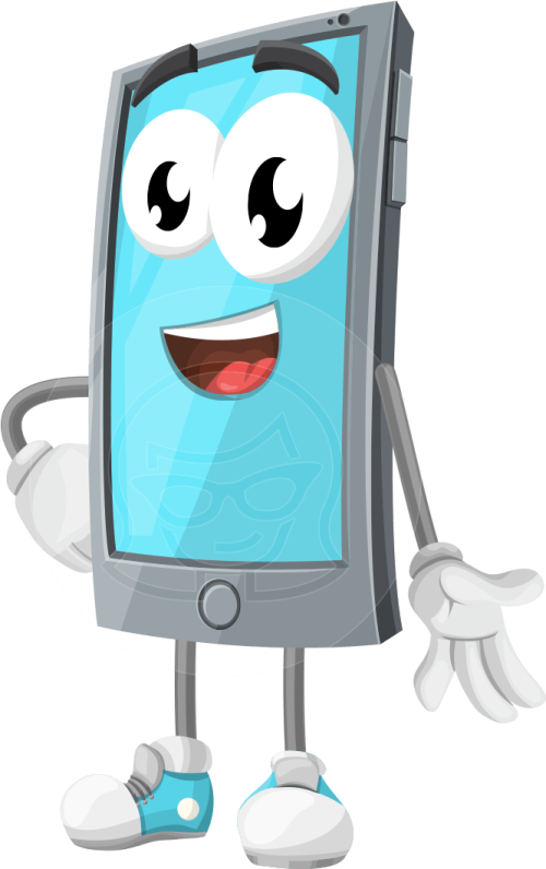 a cartoon cell phone with arms and legs
