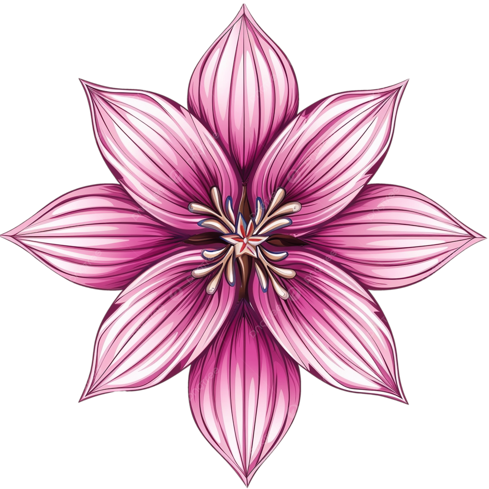 a pink flower on a white background