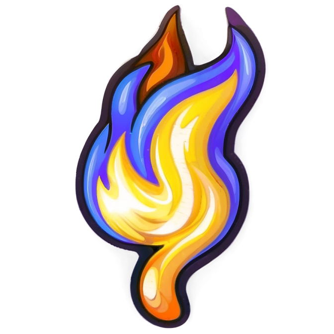 a colorful fire on a white background