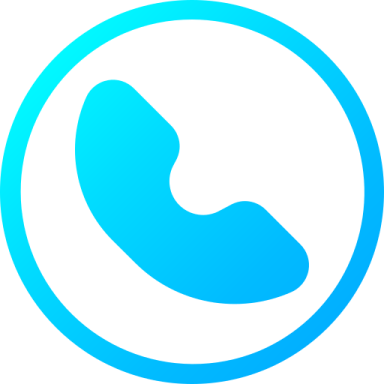 a blue phone icon in a circle