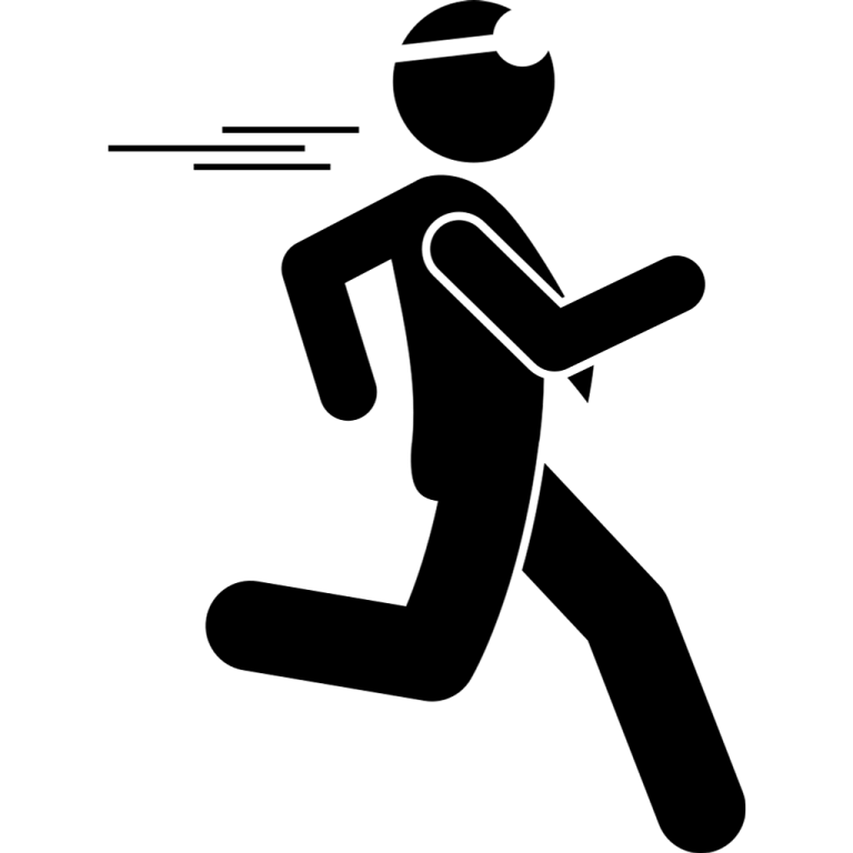 a black and white silhouette of a person running