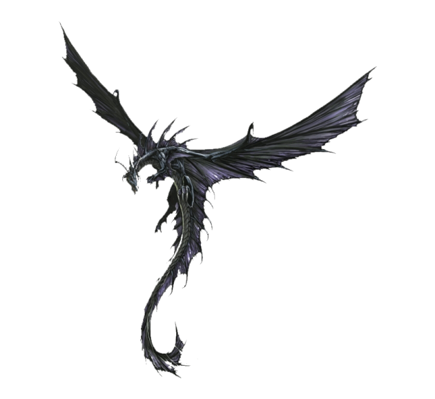 a black dragon flying in the air